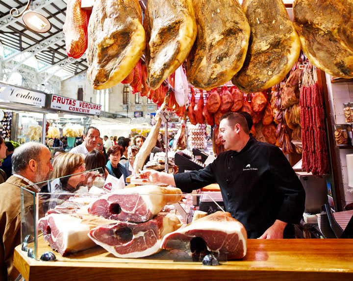 Vendeur de jambon espagnol à Valence