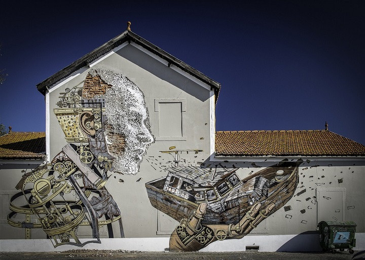 Fresque street-art à Lisbonne