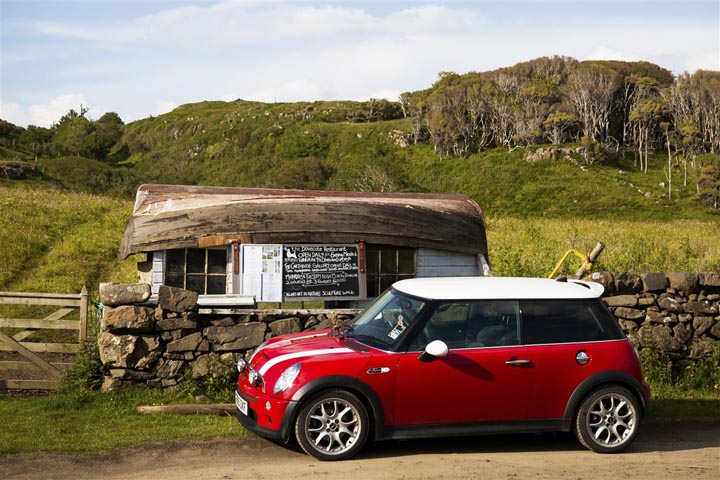 Mini cooper en Ecosse