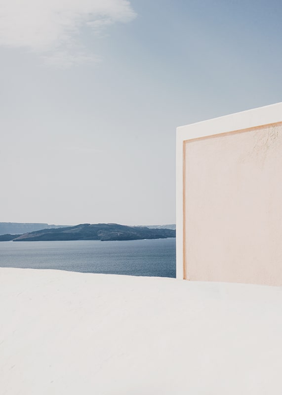 Vue panoramique à Santorin dans les Cyclades